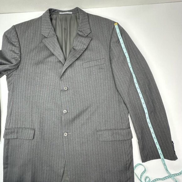 Hickey Freeman Men’s Gray Striped Wool Three Button Suit Coat 48L - Picture 12 of 14